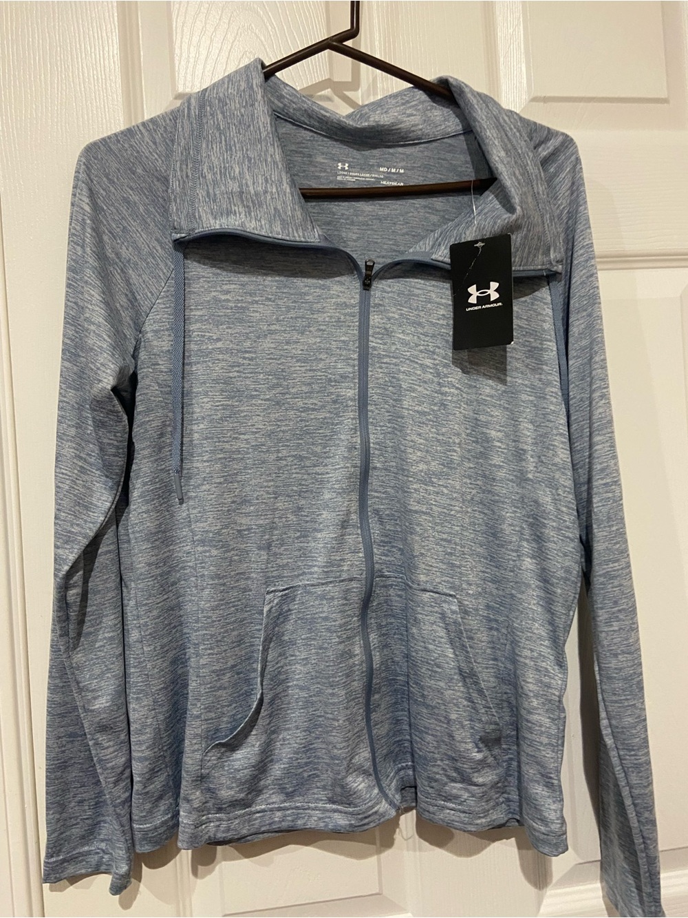 Under Armour Women's Heathered Light Blue Full-Zip V-Neck Jacket